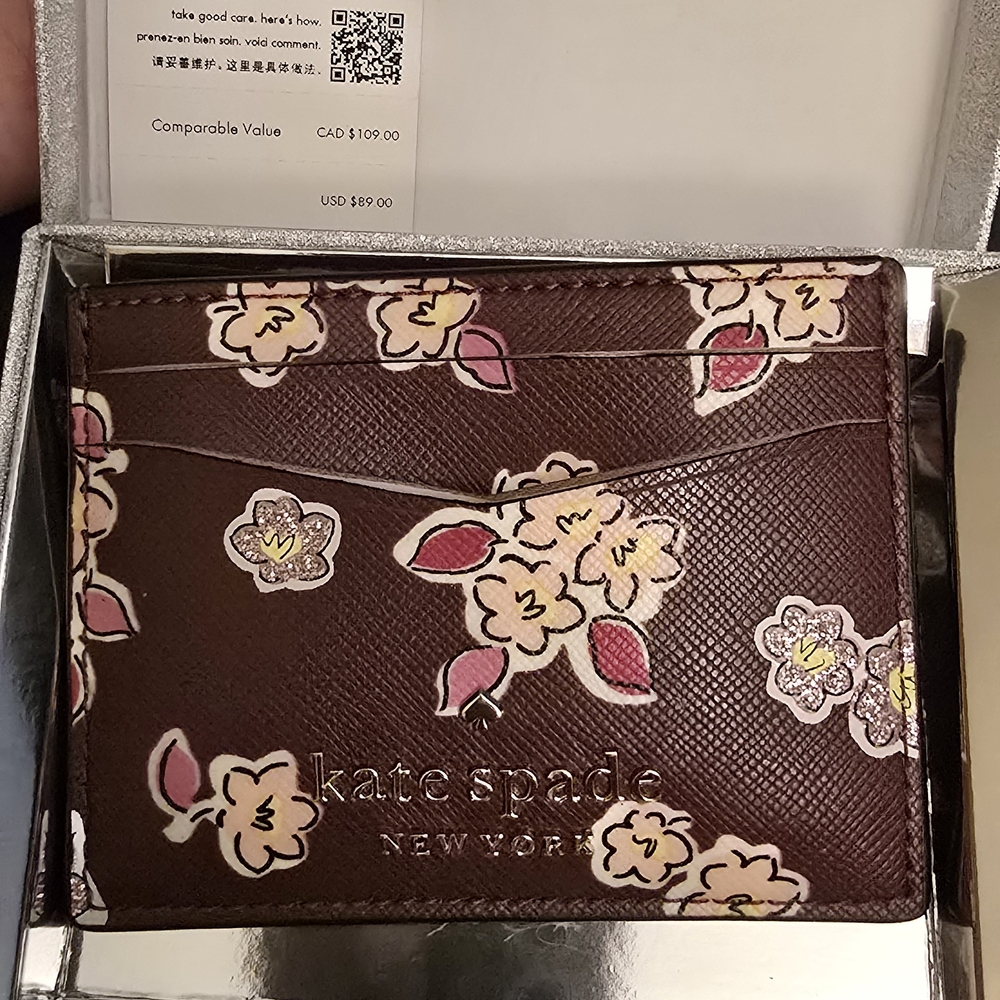 kate spade Floral Card Holder - Brown